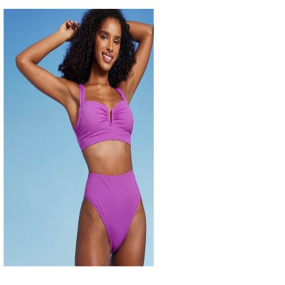 Shade & Shore Women’s High Waist Extra Cheeky Bikini Bottoms Size XS (0-2) NWT